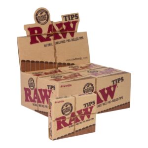 RAW Natural Unrefined Pre-Rolled Tips – Full Box Display